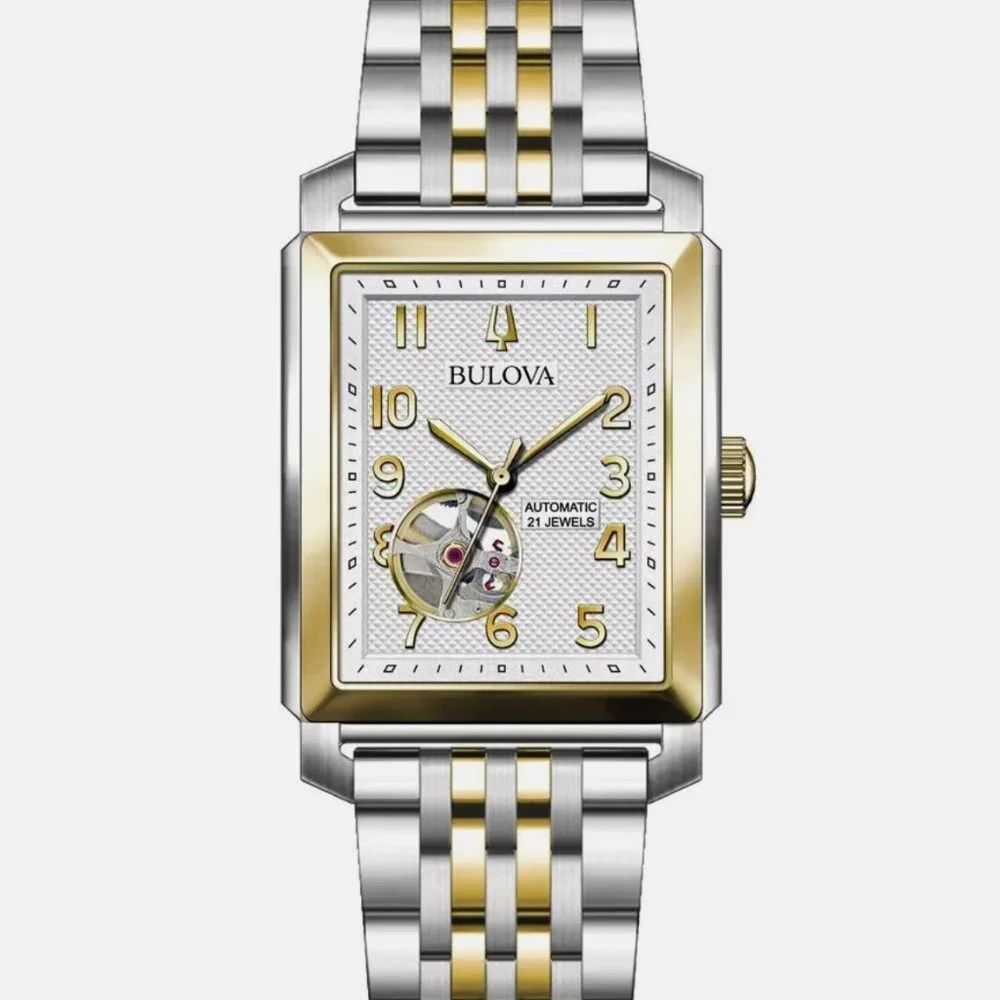 Bulova Mens 33mm Automatic Skeleton Watch! New